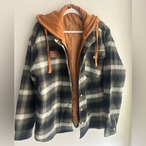 Plaid Hooded Jacket with Quilted Lining
